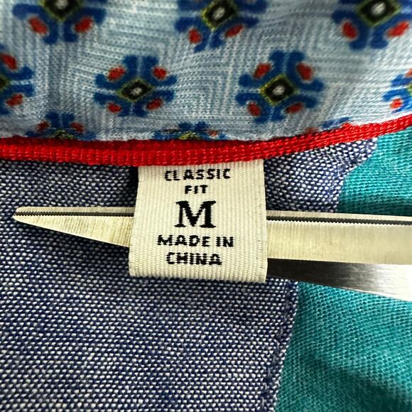 Robert Graham‎ Golf Polo Shirt Men's Medium Classic Fit Teal Blue Short Sleeve - Picture 5 of 8